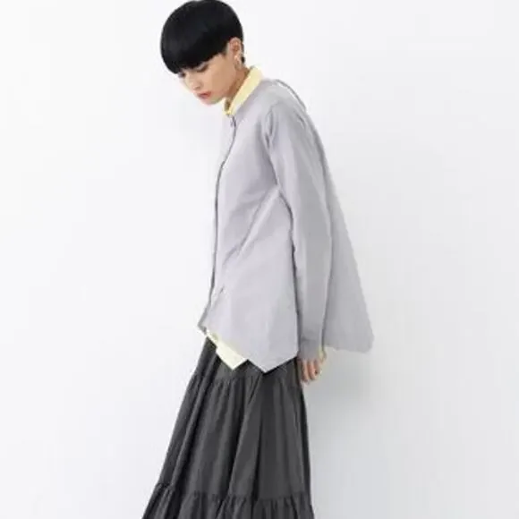 Lanvin‎ En Bleu Mixed Media Cardigan Gray IT 38 Asymmetrical Lagenlook - Picture 2 of 13